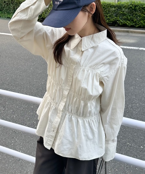 RANAN（ラナン） ブラウス シャツ ビスチェデザインシャーリングシャツ