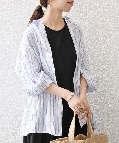 「SHIPS any」 長袖シャツ ONE SIZE ブルー レディース