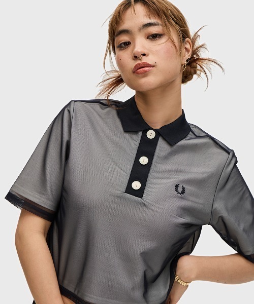 ポロシャツ ポロ Mesh Overlay Polo Shirt レディース
