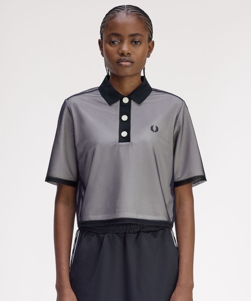 FRED PERRY メッシュ 半袖ポロシャツ M FRED PERRY ポロシャツ ポロ Mesh Overlay Polo Shirt／メッシュ