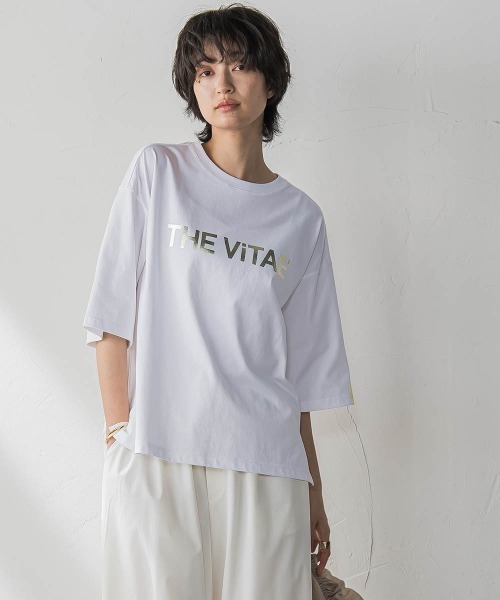 tシャツ 箔プリントロゴTシャツ「手洗い可能」 レディース