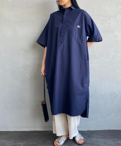 ダントン　リネンシャツワンピース　サイズ36 Danton 「DANTON」 シャツワンピース 36 ネイビー レディース