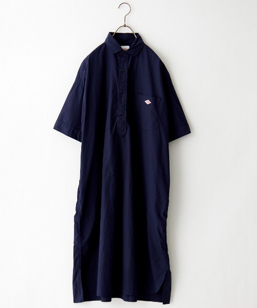 『新品』ダントン　半袖シャツワンピース SAX 水色　コットン　36 DANTON | コットン 半袖シャツワンピース SOLID WOMEN（シャツ