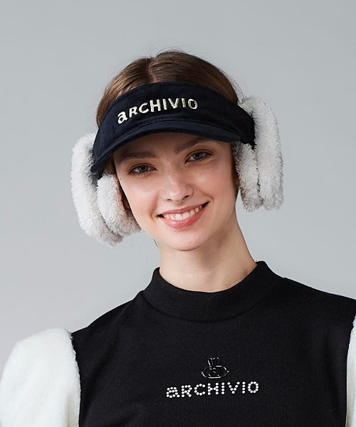 archivio - アルチビオ　サンバイザー　帽子 archivio（アルチビオ） サンバイザー 「LADIES」耳当付ベロアサン