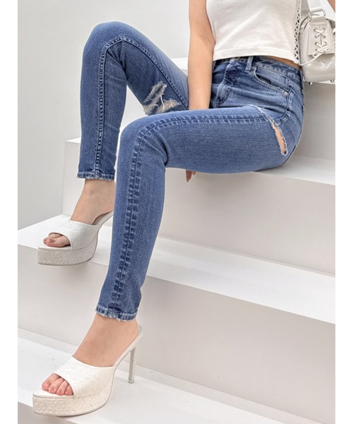 GYDA（ジェイダ） ジーンズ デニム デニムパンツ ミドルウエストSIDE