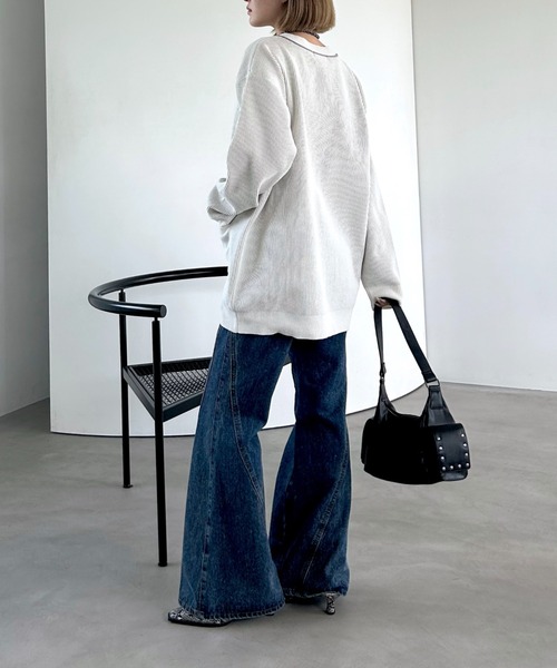 PAGEBOY カーディガン ライトモールストライプリブVカーディガン