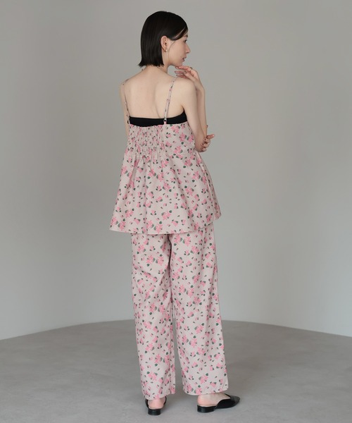 amini ワイドパンツ パンツ ミモザ柄プリントパンツ レディース