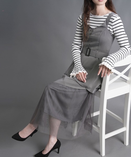 Nohea ジャンパースカート チュール切替ジャンスカ : ZOZOTOWN Yahoo