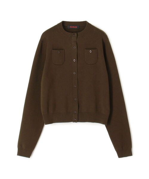 未使用品、CABaNコットンカシミヤ クルーネックカーディガン　レッドS CABaN（キャバン） カーディガン コットンカシミヤ クルーネック