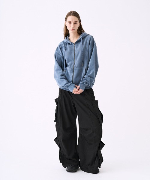 美品 GRAVAVGRAV パーカー L ダブルジップ デスメタル Hoodie KUUUPY（クーピー） パーカー Pigment-Dyed Double-Zip Hoodie