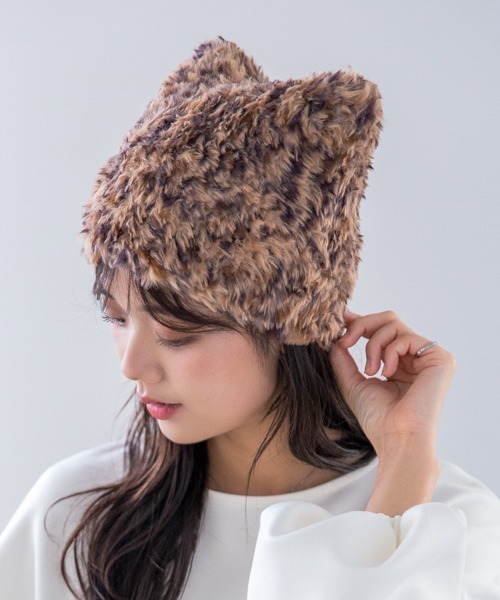 soduk ネコ　ニット帽 ニット帽 ニットキャップ 「HIKA」星ボーダー猫耳CAP レディース