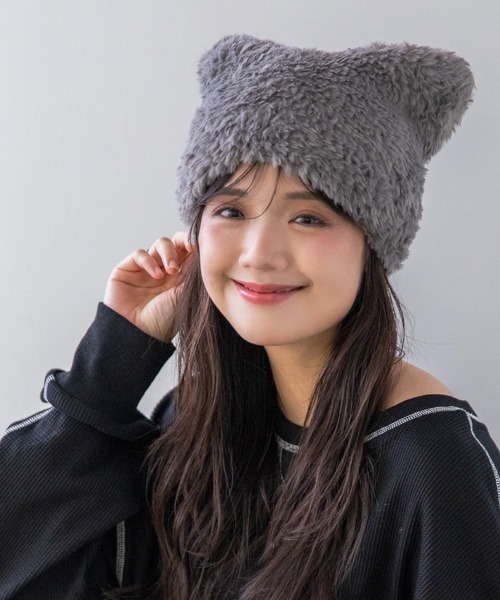 polcadot（ポルカドット） ニット帽 ニットキャップ 猫耳ファーワッチ