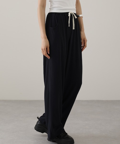 Lace Ladies パンツ 選べるサイズ レングス 配色 プリーツ ストレート