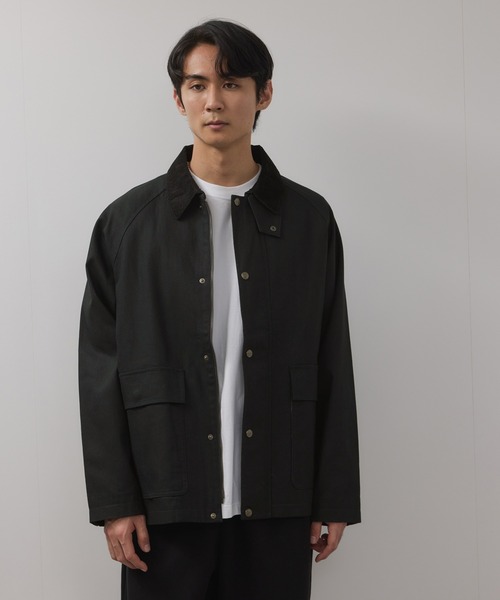 USA製ダック地ワークジャケット短丈ワイド コーデュロイ襟ブラック フェード古着 古着 Carhartt フェード ブラック ダック HARLEY DAVIDSON バー