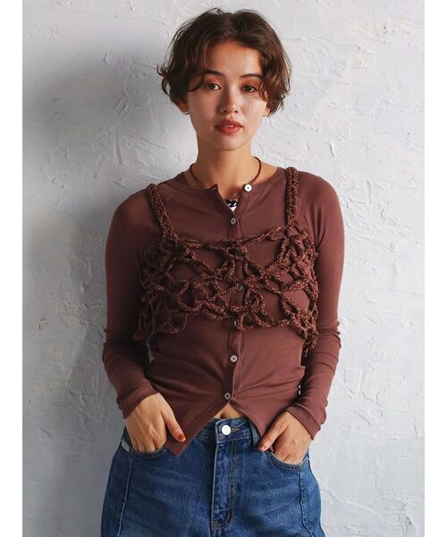 FIKA.（フィーカ） Flower motif knit bustier レディース : ZOZOTOWN