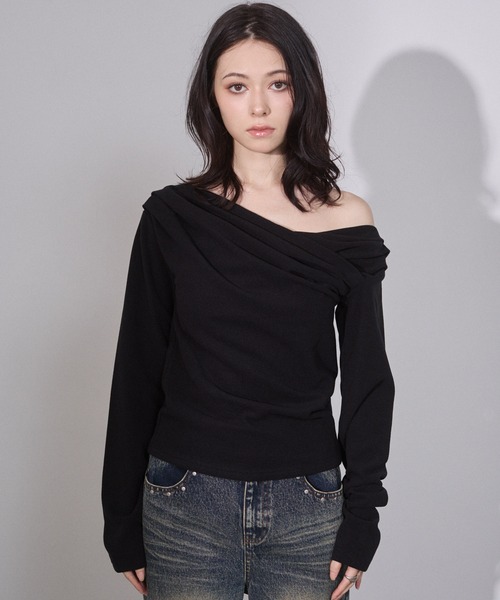 トップス Aym ENVYM（アンビー） tシャツ ギャザーカシュクールトップス レディース