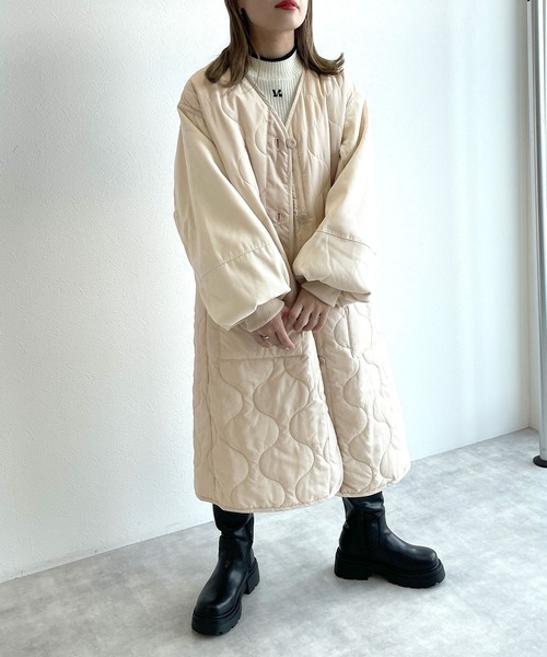 「w closet」 ノーカラーコート FREE ブラック レディース_画像2