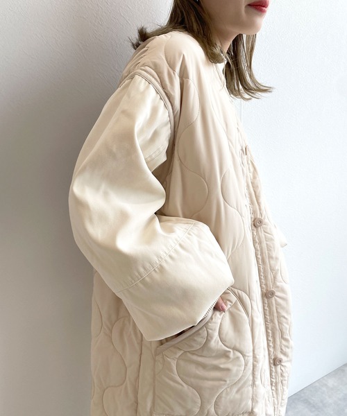 「w closet」 ノーカラーコート FREE ブラック レディース_画像3