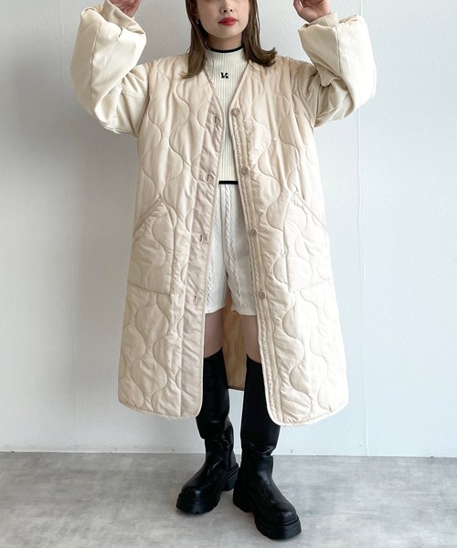 「w closet」 ノーカラーコート FREE ブラック レディース_画像6