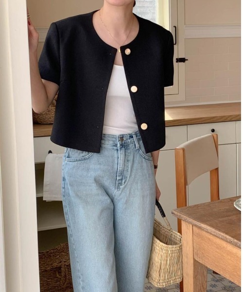 「a lot of love」 ノーカラージャケット FREE ブルー レディース_画像3