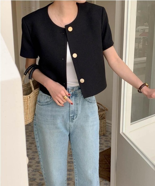 「a lot of love」 ノーカラージャケット FREE ブルー レディース_画像5