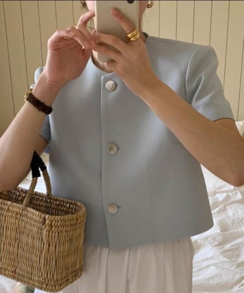 「a lot of love」 ノーカラージャケット FREE ブルー レディース_画像7