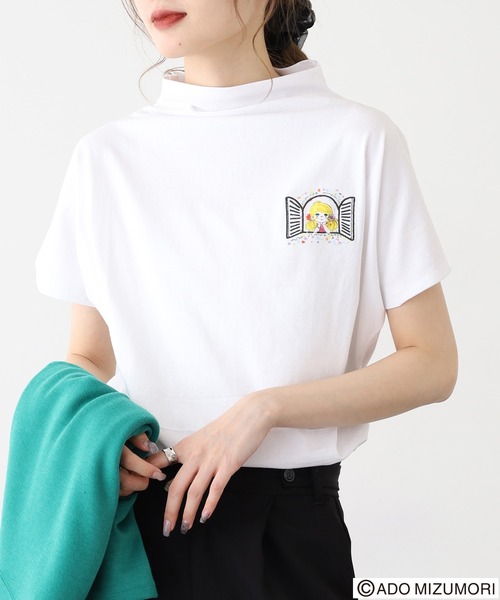 FUNALIVE（ファンアライブ） tシャツ 水森亜土 刺繍ハイネックTシャツ