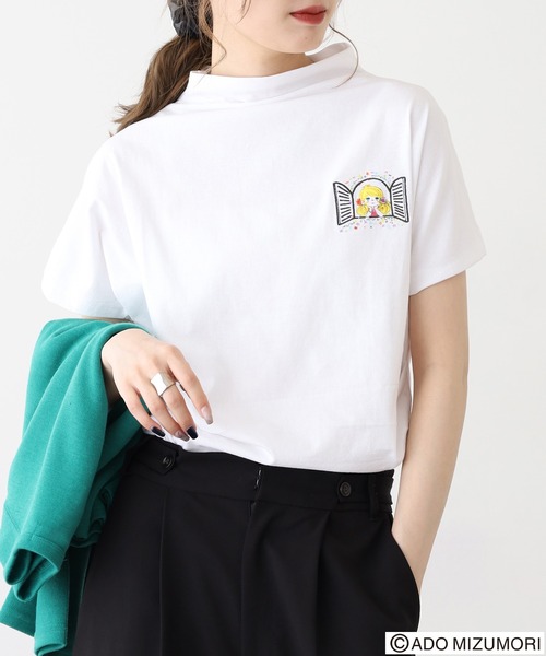 FUNALIVE（ファンアライブ） tシャツ 水森亜土 刺繍ハイネックTシャツ