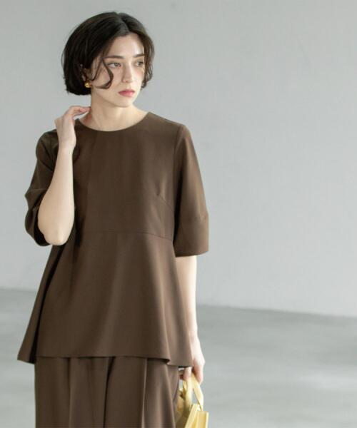 「OPAQUE.CLIP」 半袖ブラウス 36 ライトベージュ レディース_画像2