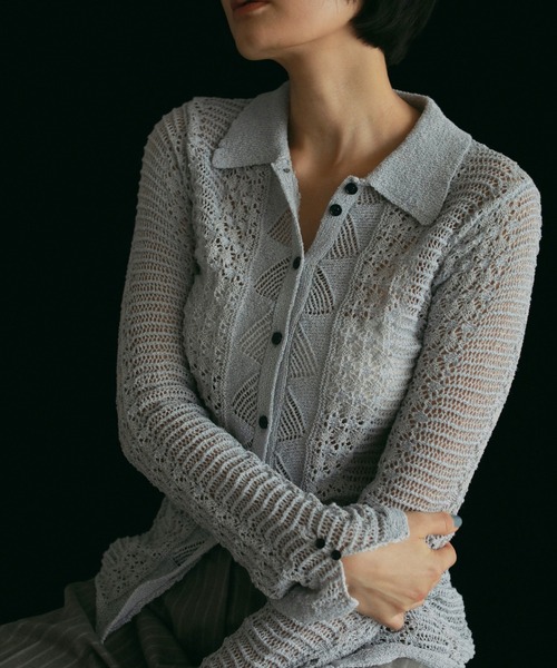 「anuke」 長袖ニット FREE ネイビー レディース_画像2