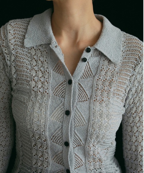 「anuke」 長袖ニット FREE ネイビー レディース_画像6