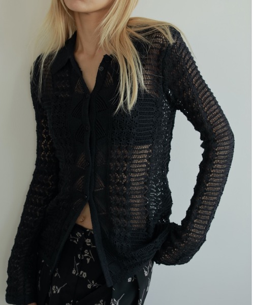 「anuke」 長袖ニット FREE ネイビー レディース_画像9