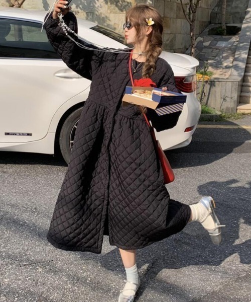 ワンピース ダイヤ柄バルーンスリーブロングワンピース : ZOZOTOWN