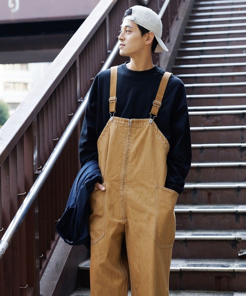 niko and…（ニコアンド） オーバーオール LARGE インディゴブルー