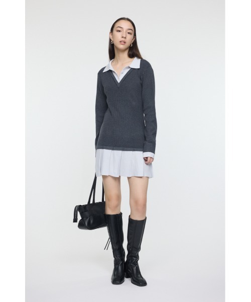 MOUSSY（マウジー） ワンピース 「26年SS新作」LAYERED KNIT ミニ