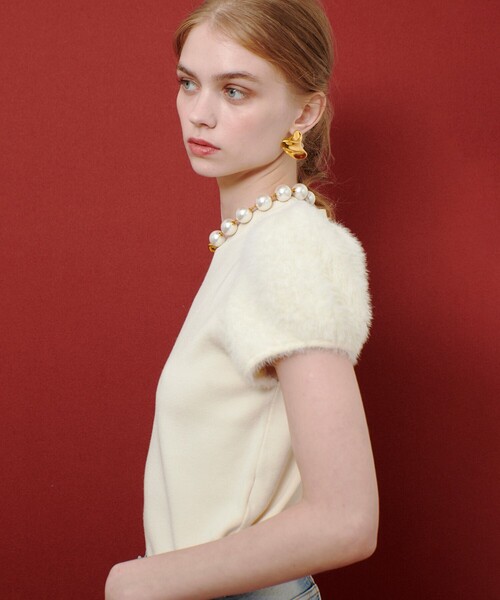 「LOULOU WILLOUGHBY」 半袖ニット 2 ライトピンク レディース_画像3