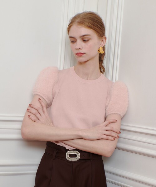 「LOULOU WILLOUGHBY」 半袖ニット 2 ライトピンク レディース_画像8