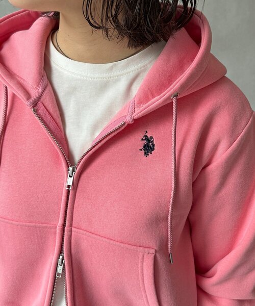 U.S. POLO ASSN.（ユーエスポロアッスン） パーカー 裏起毛短丈