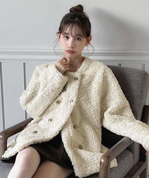 by muni:r コート アウター 「着用動画あり・3色展開」プードルファー