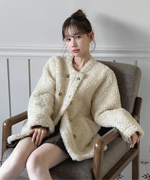 by muni:r コート アウター 「着用動画あり・3色展開」プードルファー