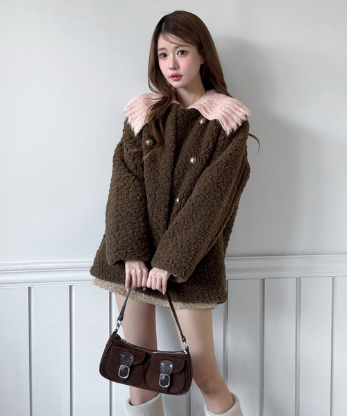 by muni:r コート アウター 「着用動画あり・3色展開」プードルファー