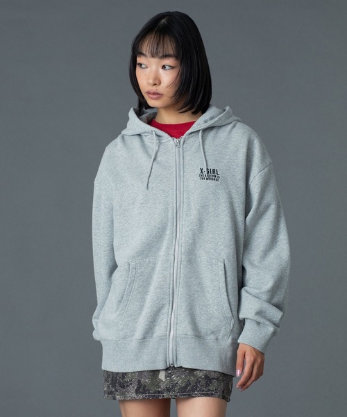 X-girl（エックスガール） パーカー CIRCLE MESSAGE AND FACE ZIP UP