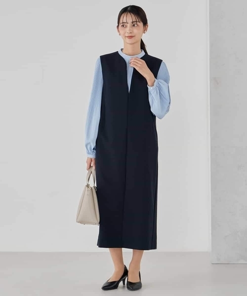 【web完売品】waac ジャンパードレス　レディース　ウェア　ワンピース a.v.v（アー・ヴェ・ヴェ） ワンピース 「洗える/ストレッチ」ダブル