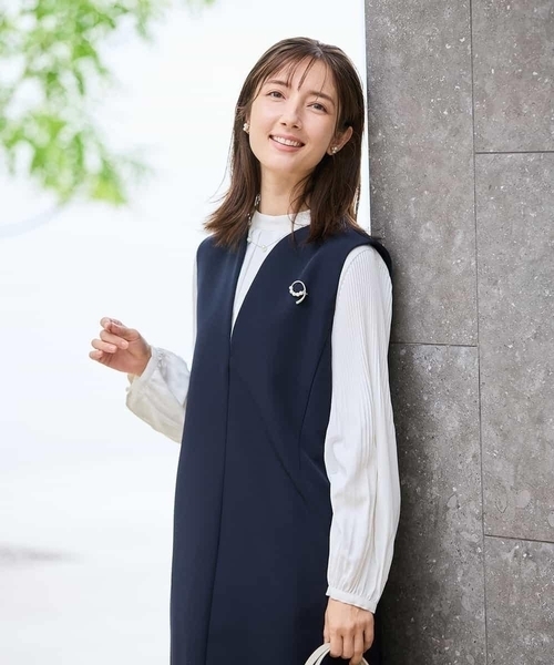 【web完売品】waac ジャンパードレス　レディース　ウェア　ワンピース a.v.v（アー・ヴェ・ヴェ） ワンピース 「洗える/ストレッチ」ダブル