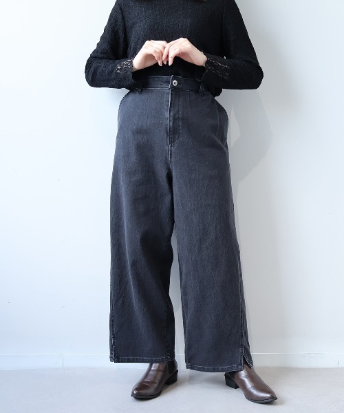 leswel ワイドパンツ ジーンズ デニム デニムパンツ 「L〜5L 大きい 