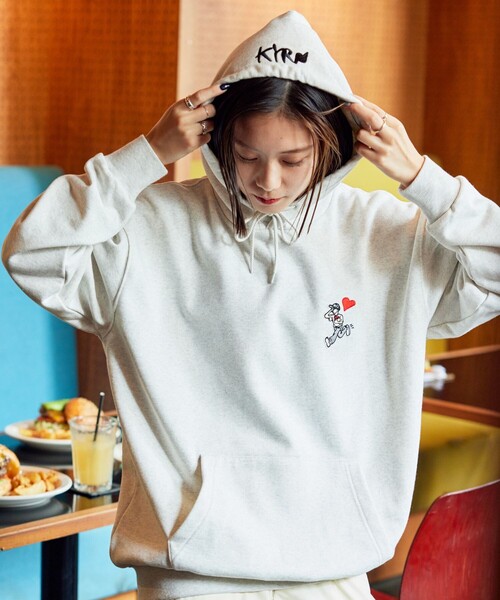 「kaoyorinakami」 プルオーバーパーカー LARGE チャコールグレー メンズ_画像7