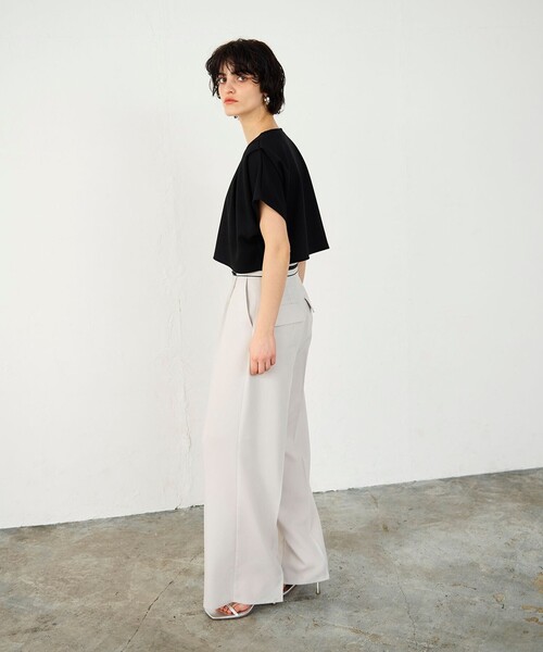 「GRACE CONTINENTAL」 「Diagram」半袖カットソー 36 グレー レディース_画像2