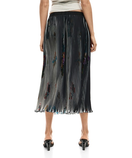 Desigual（デシグアル） スカート ストライプ花柄プリーツロング
