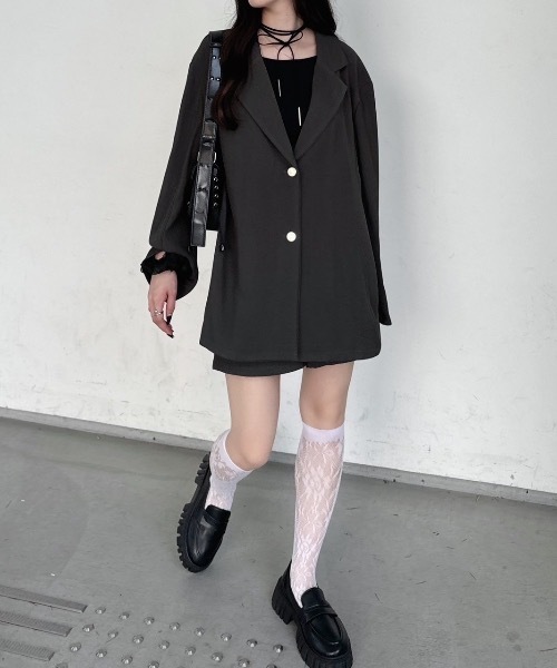 「nemne store」 テーラードジャケット MEDIUM グレー レディース_画像2