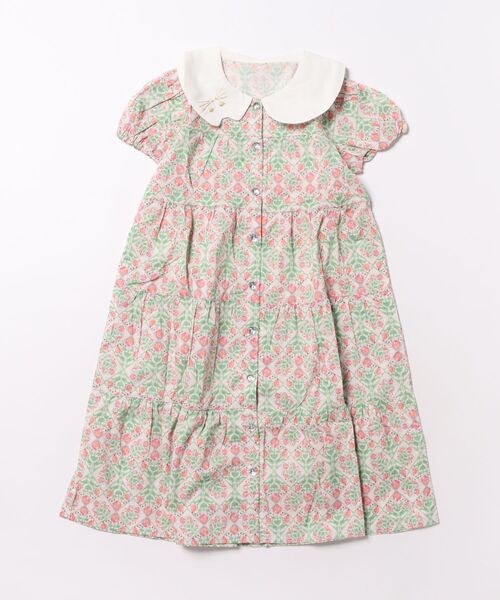 ワンピース フラワープリント　ティアードワンピース キッズ 子供服 女の子の画像